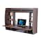Basicwise Wall Mount Laptop Office Desk with Shelves, Brown QI003557.BR - alternate 1